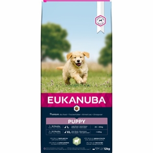 12 kg Eukanuba Puppy large breed med lam og ris hvalpefoder fra 4 uger til 12 mdr