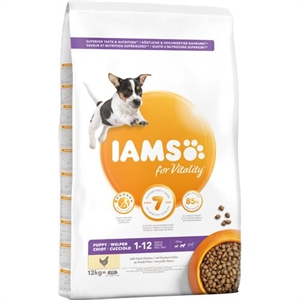 12 kg Iams hvalpefoder Puppy & Junior Small Medium