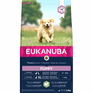 2,5 kg Eukanuba Puppy large breed med lam og ris hvalpefoder fra 4 uger til 12 mdr