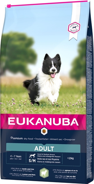 Eukanuba hundefoder small - medium breed Adult med lam og ris fra 12 mdr til 7 år.