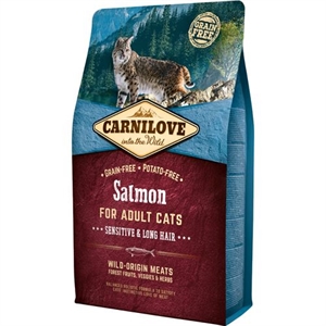 2 kg Carnilove kattefoder - Sensitive og Long Hair - kornfrit
