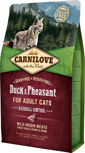 2 kg Carnilove kattefoder med And Hair Ball control - kornfri