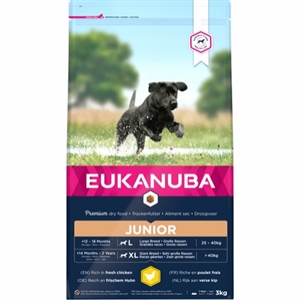 3 kg Eukanuba hvalpefoder med kylling Junior Large Breed