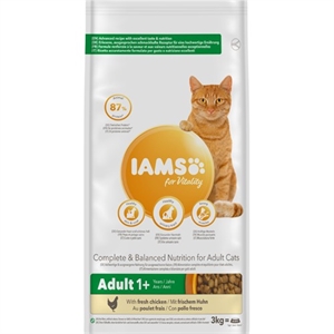 3 kg Iams kattefoder til voksne katte med kylling fra 1 til 6 år