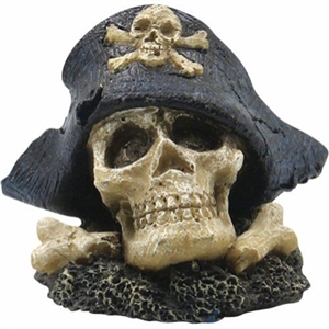 4FISH akvarie dekoration Kranie med pirat hat 5,5 x 4 x 4,2 cm