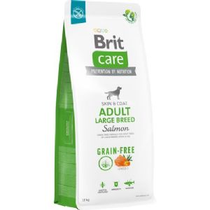 12 kg Brit Care hundefoder til store hunde med laks - hair and skin - kornfrit