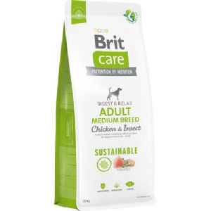 12 kg Brit Care hundefoder Adult Medium Breed med kylling og insekter til mellemstore hunde