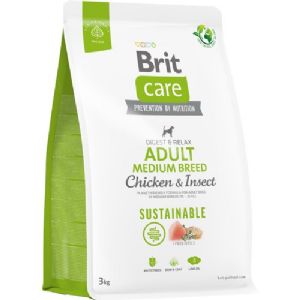 3 kg Brit Care hundefoder Adult Medium Breed med kylling og insekter til mellemstore hunde