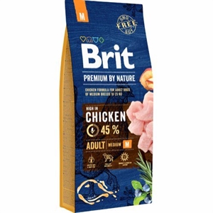 15 kg Brit Premium by Nature Adult medium hundefoder til mellemstore hunde 11 - 25 kg