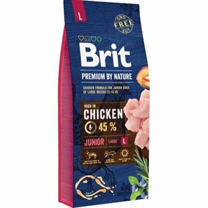 15 kg Brit Premium by Nature Junior hvalpefoder til store hunde større end 26 kg