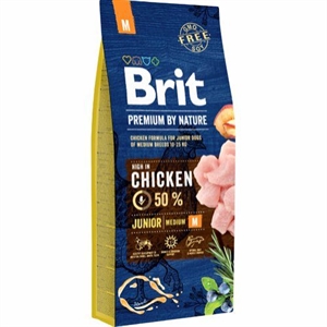 15 kg Brit Premium by Nature Junior hvalpefoder mellemstore hunde 11 og 25 kg