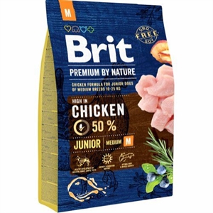 3 kg Brit Premium by Nature Junior hvalpefoder mellemstore hunde 11 og 25 kg