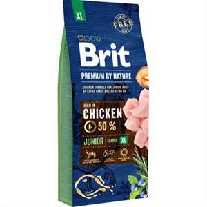 15 kg Brit Premium by Nature Junior hvalpefoder til XL store hunde over 26 kg