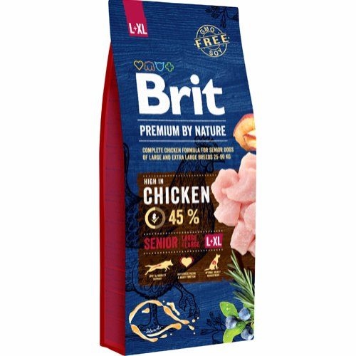 Køb 15 kg Brit Premium by Nature hundefoder Senior til hunde 25 kg + - hurtig levering.