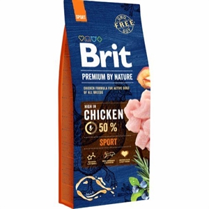 15 kg Brit Premium by Nature Sport hundefoder til meget aktive hunde