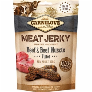 Carnilove Jerky med oksekød og oksekødsmuskler Fillet - kornfrit 100g