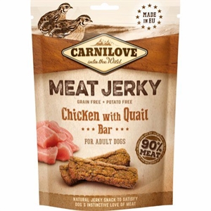 Carnilove Jerky med kylling og vagtel Bar - kornfrit 100g