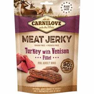 Carnilove Jerky med kalkun og råvildt Fillet - kornfrit 100g