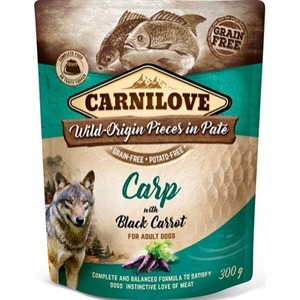 12 x 300 gr poser Carnilove hundefoder pate med karpe og  kalkun kornfrit