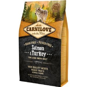 4 kg Brit Carnilove hundefoder med Laks og kalkun - large breed - Kornfrit