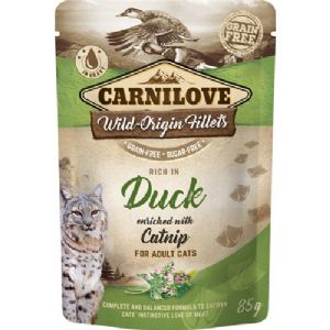 24 stk x 85 gr Carnilove kattevådfoder med And og catnip kornfri