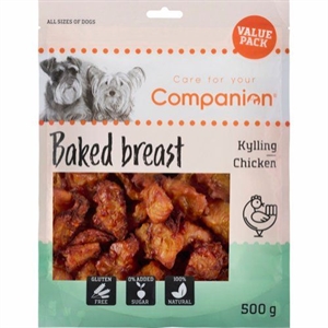 Companion hundesnack med bagt kyllingebryst 500g Value Pack sukker og glutenfri