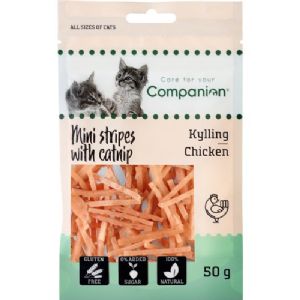 5 stk x 50g Companion kattesnacks mini stripes med Kylling og catnip - gluten og sukkerfri