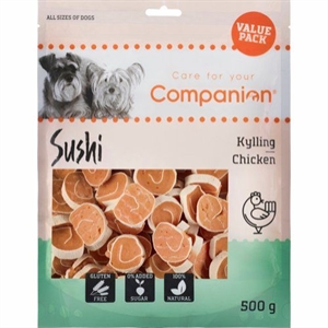 Companion hundesnack med kylling Sushi 500g Value Pack sukker og glutenfri