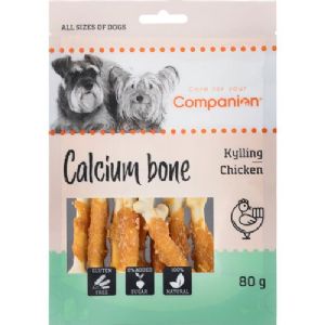 5 stk Companion hundesnack med kylling calcium ben 80g sukker og glutenfri