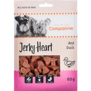 5 stk Companion hundesnack bløde hjerter med And 80g sukker og glutenfri