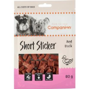 5 stk Companion hundesnack med And Sticker 80g -1,5 cm sukker og glutenfri