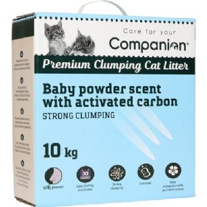 10 kg Companion bentonit klumpende killing kattegrus - med frisk duft af babypulver