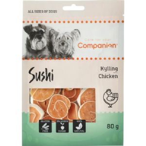 5 stk Companion hundesnack med kylling Sushi 80g sukker og glutenfri