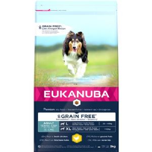 3 kg Eukanuba Adult Large breed hundefoder med Kylling fra 18 mdr til 6 år - op til 40 kg hund - kornfrit