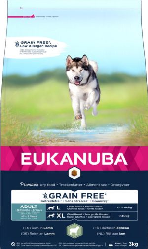 3 kg Eukanuba hundefoder adult Large - Xlarge breed kornfri med lam fra 18 mdr til 6 år