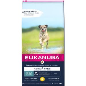 12 kg Eukanuba Small - Medium breed med kylling fra 1 til 7 år til hunde op til 25 kg - kornfrit