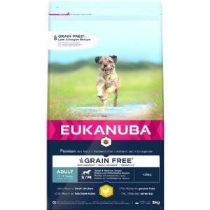 3 kg Eukanuba Small - Medium breed med kylling fra 1 til 7 år til hunde op til 25 kg - kornfrit