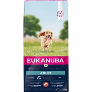 12 kg Eukanuba hundefoder med Laks Small - Medium breed fra 1 til 7 år til hunde under 25 kg