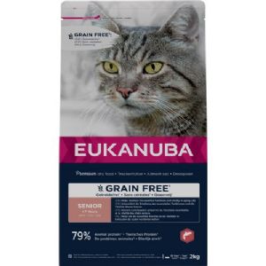 2 kg Eukanuba kattefoder til senior katte med laks - kornfri