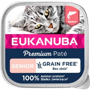 16 stk x 85 g Eukanuba katte vådfoder til senior katte med laks - kornfrit