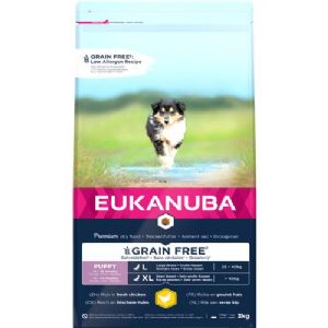 Eukanuba Large breed hvalpefoder med Kylling fra 1 til 18 måneder kornfrit - op til 40 kg hund