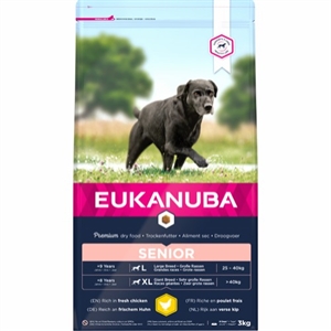 12 kg Eukanuba hundefoder Senior Large Breed med kylling fra 9 år +