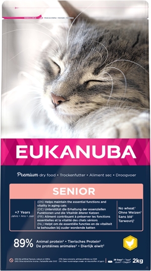 2 kg Eukanuba kattefoder til Senior katte med kylling og ris - fra 7 år