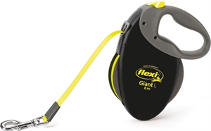 Flexline Giant på bånd 8 meter op til 50 kg hund - neon og sort