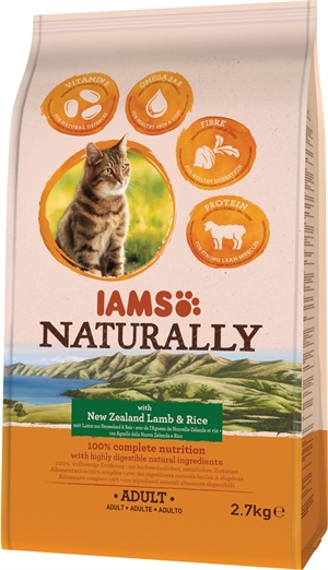 2,7 kg Iams kattefoder Naturally med lam til voksne katte fra 1 til 6 år