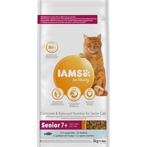 3 kg Iams Vitality Senior kattefoder med fisk