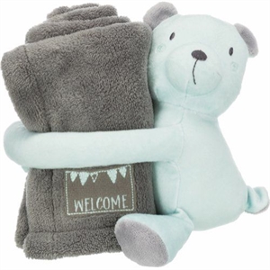 Trixie Junior hyggesæt tæppe med bjørn 75 x 50 cm grå og lys blå