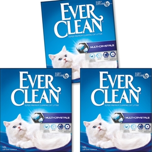 3 x 10 liter EverClean Kattegrus Multi-Crystals