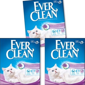 3 x 10 liter EverClean Kattegrus compact med Lavendel