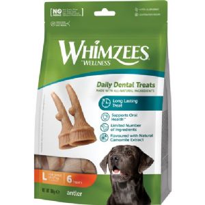 6 stk Whimzees Occupy Antler 360g til store hunde - glutenfri